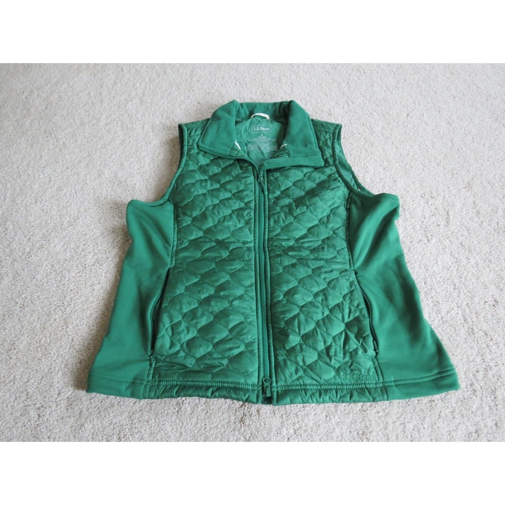 Women's LL Bean Green Puffer Jacket Vest Size Large